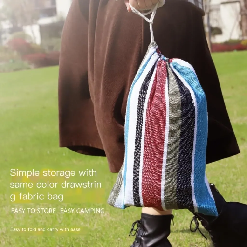 Hammock Outdoor Hammock Woven Tassel Thick Canvas Straight Stick Anti-Rollover Leisure Camping Single Double Swing Hammocks for Outside(White,A)