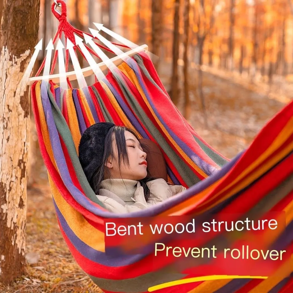 Hammocks Hammock Outdoor Swing Adult Thickened Canvas Camping Leisure Single and Double Dormitory Hanging Chair Camping Hammocks(Blue,261 * 80cm)