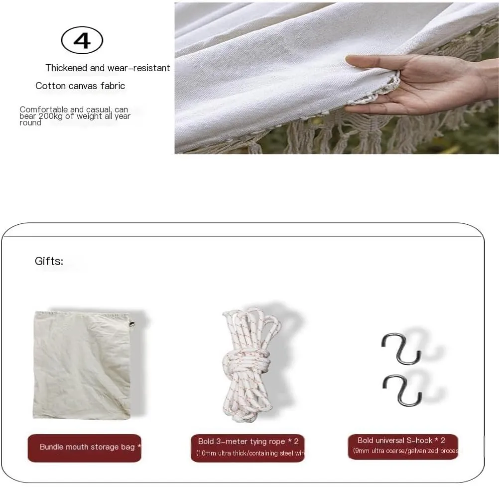 Hammocks Outdoor Hammock Sheet Double Camping Hammock Swing Spring Outing Camping Anti-Rollover Canvas Hanging Basket Camping Hammocks(Black)