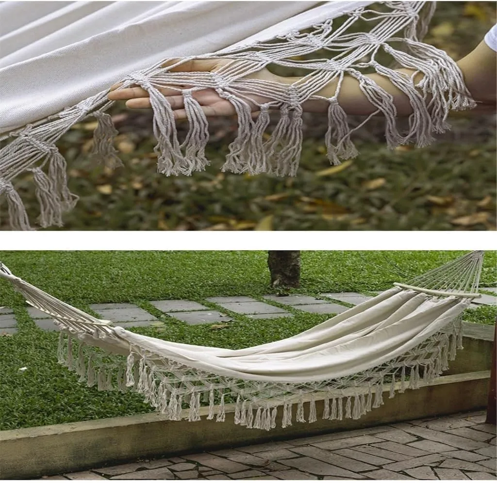 Hammocks Outdoor Hammock Sheet Double Camping Hammock Swing Spring Outing Camping Anti-Rollover Canvas Hanging Basket Camping Hammocks(Black)
