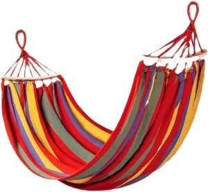 Hamock Hammock Outdoor Swing Adult Thickened Canvas Camping Leisure Single and Double Dormitory Hanging Chair Hanmock(Red,261 * 80cm)