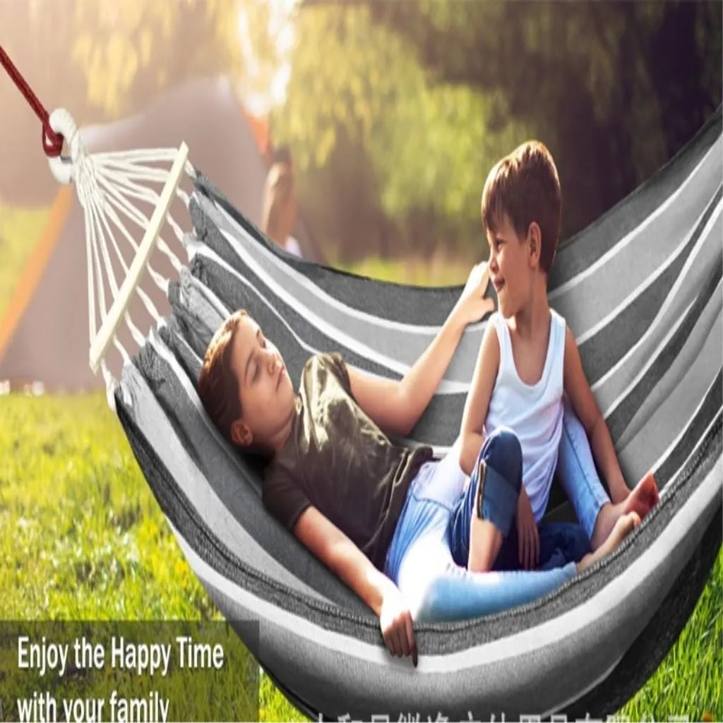 Hamock Outdoor Canvas Hammock Camping Anti-Rollover Swing Thickened Spot Single Double Duckbill Buckle Hammock Hanmock(F)