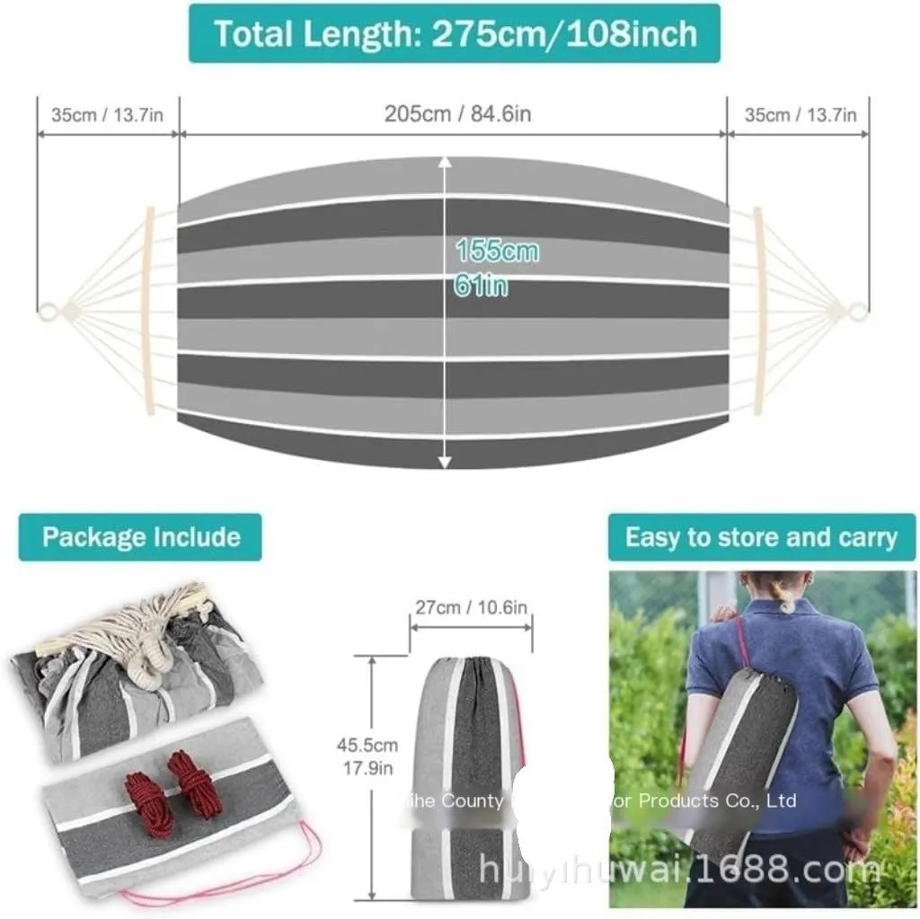 Hamock Outdoor Canvas Hammock Camping Anti-Rollover Swing Thickened Spot Single Double Duckbill Buckle Hammock Hanmock(F)