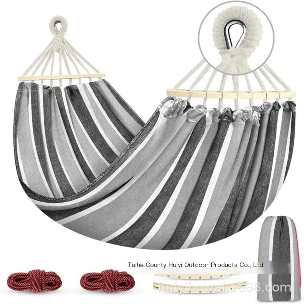 Hamock Outdoor Canvas Hammock Camping Anti-Rollover Swing Thickened Spot Single Double Duckbill Buckle Hammock Hanmock(F)