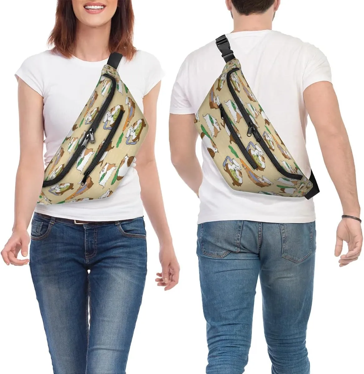 Hamsters Crossbody Sling Bag for Women Men Crossbody Backpack with 4 Zipper Pockets Fanny Pack Shoulder Casual Daypack for Travel Running Hiking Cycling