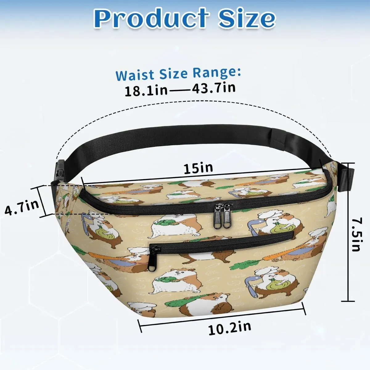 Hamsters Crossbody Sling Bag for Women Men Crossbody Backpack with 4 Zipper Pockets Fanny Pack Shoulder Casual Daypack for Travel Running Hiking Cycling