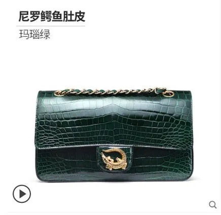 hand single underarm ouluoer Nile Wide array leather crocodile made crocodile bag Crowd-pleaser by shoulder from 2019 bag new women Chain skin  handbag