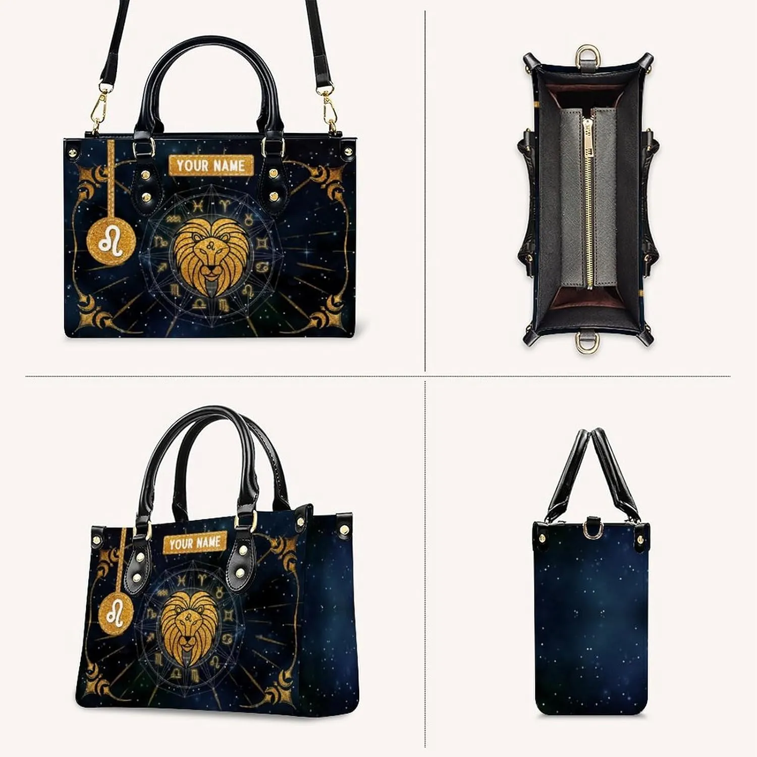 Handbags for Women - Personalized Leather Purse with Name - Tote Bags for Mom Grandma - Zodiac Gifts Ideas for Her