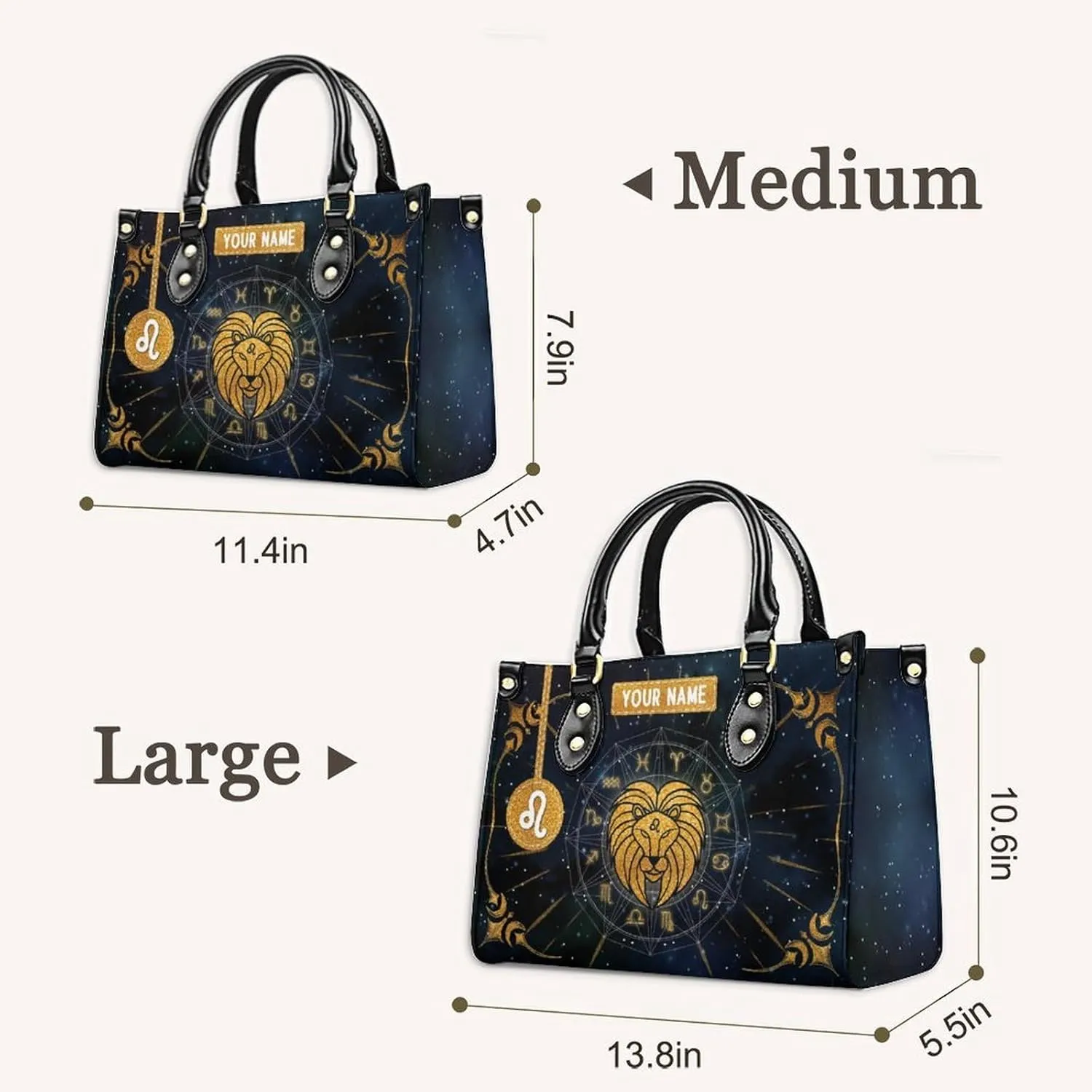Handbags for Women - Personalized Leather Purse with Name - Tote Bags for Mom Grandma - Zodiac Gifts Ideas for Her
