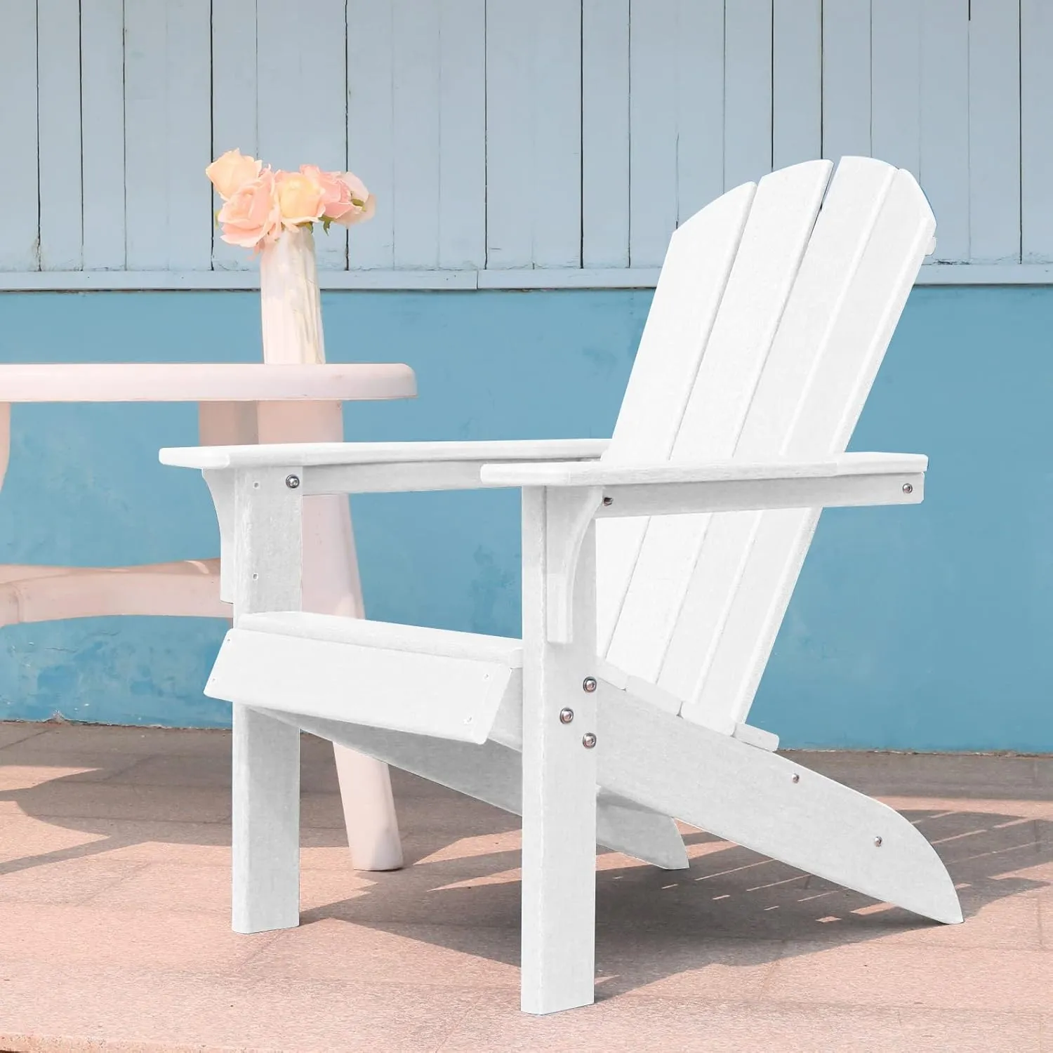 HDPE Chair Sunlight Resistant no Fading Snowstorm Resistant Outdoor Chair Patio Chairs Ergonomic Comfort Widely Used for Fire Pits Decks Gardens,Campfire Chairs White