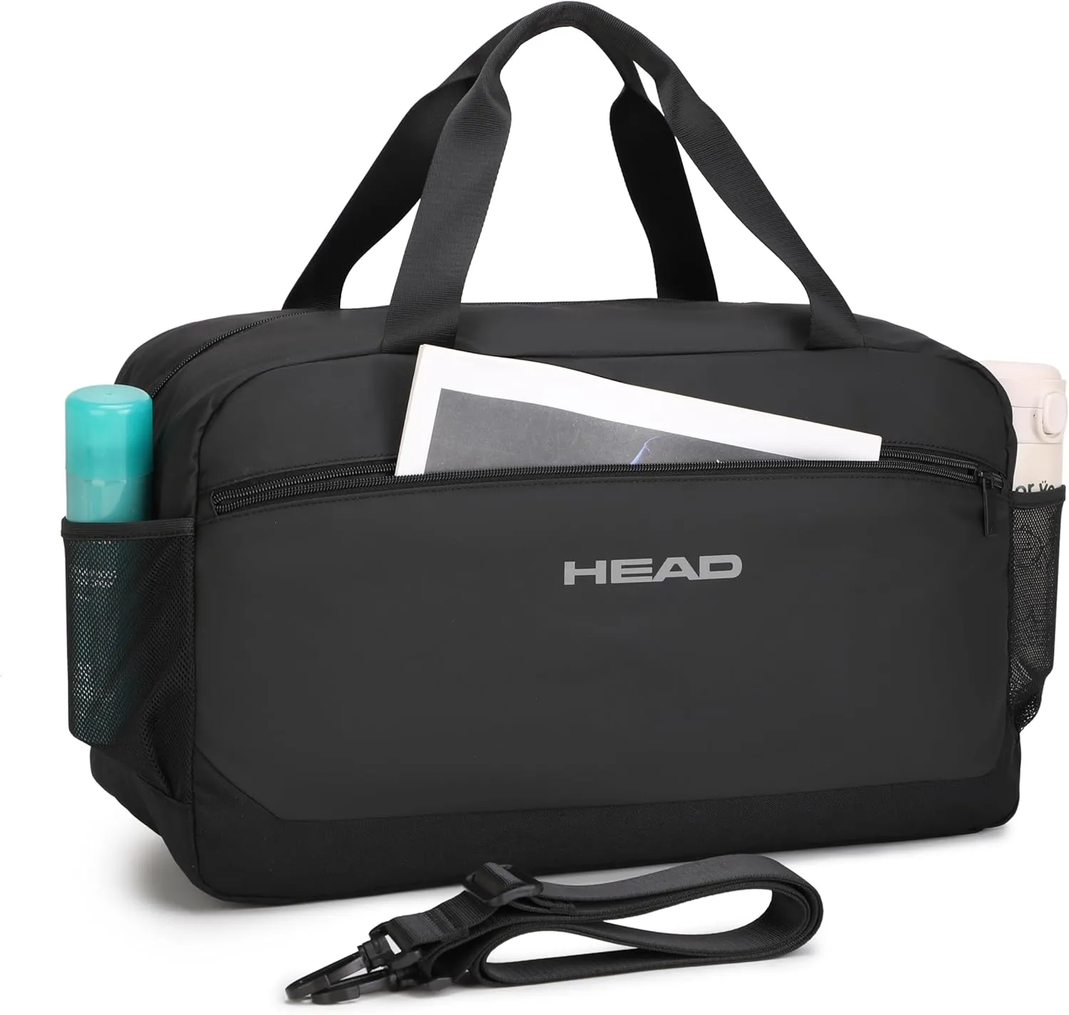 HEAD 40L Waterproof Travel Duffel Bag for Men & Women, Large Sport Gym Bags for Fitness/Weekender Overnight, Lightweight Luggage Shoulder Bag for Business/Workout/Trip, Black