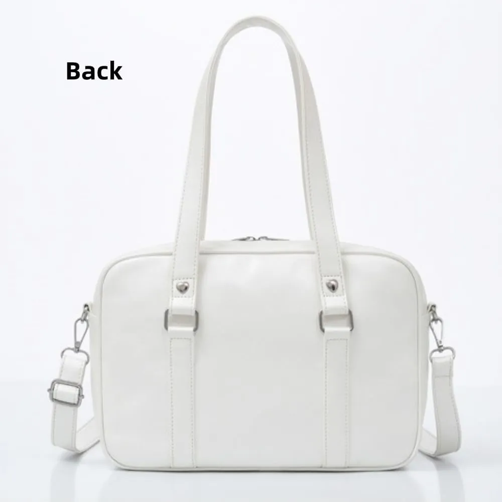 Heart-shaped Single Shoulder Bag Crossbody Bag for Women Pu Leather Academy Handbag Japanese Anime JK Uniform Bag (Black)
