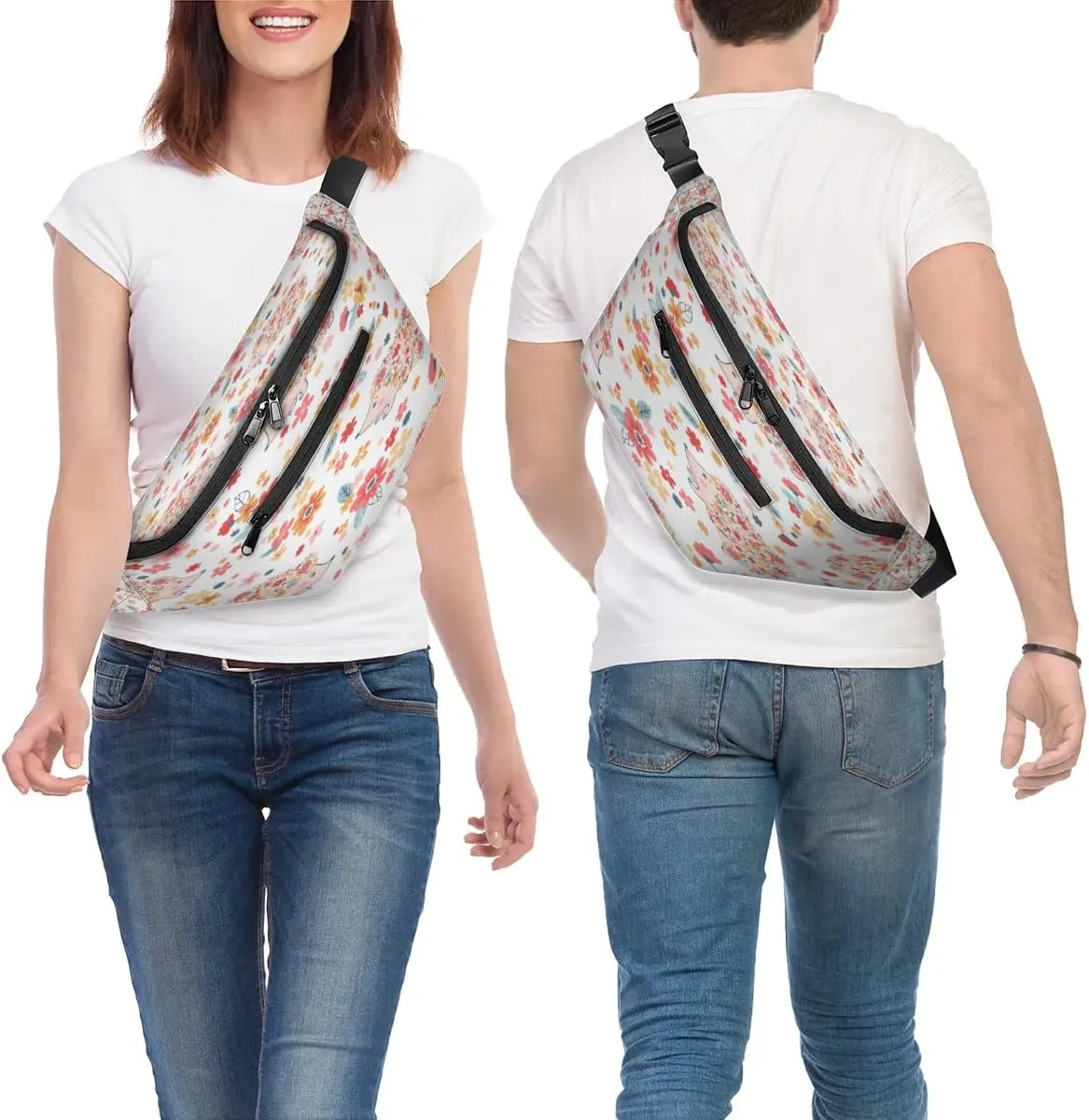 Hedgehogs Pattern Crossbody Sling Bag for Women Men Crossbody Backpack with 4 Zipper Pockets Fanny Pack Shoulder Casual Daypack for Travel Running Hiking Cycling