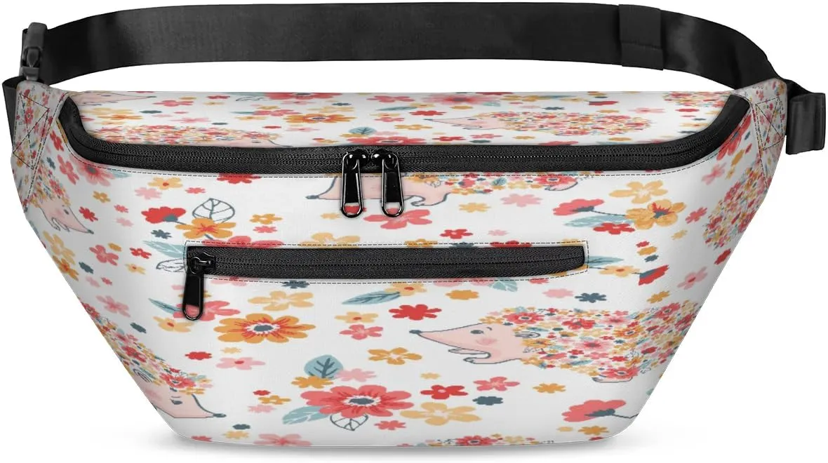 Hedgehogs Pattern Crossbody Sling Bag for Women Men Crossbody Backpack with 4 Zipper Pockets Fanny Pack Shoulder Casual Daypack for Travel Running Hiking Cycling