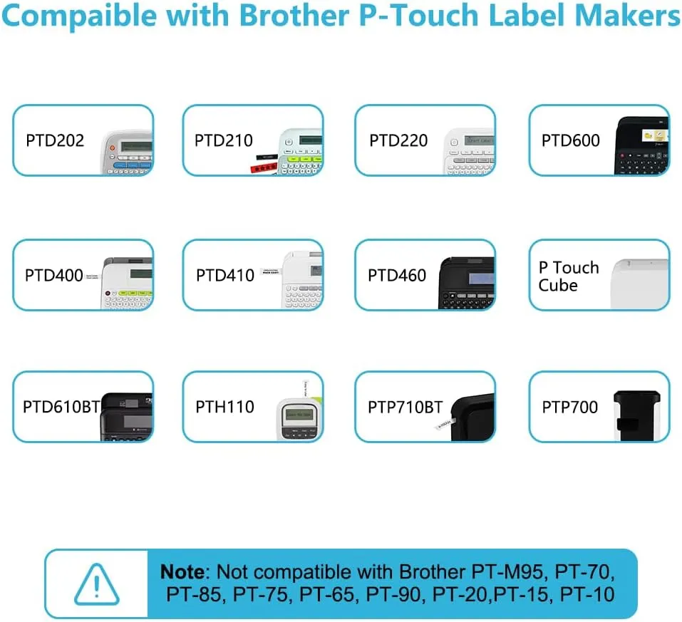 Hehua TZc-231 Label Maker Tape 12mm 0.47 White Compatible for Brother P Touch Label Tape 1/2", Tze Tz Tape 12mm 0.47 Laminated White Compatible for Brother Ptouch PTD210 D220 D400 D410 D600, 6 Pack