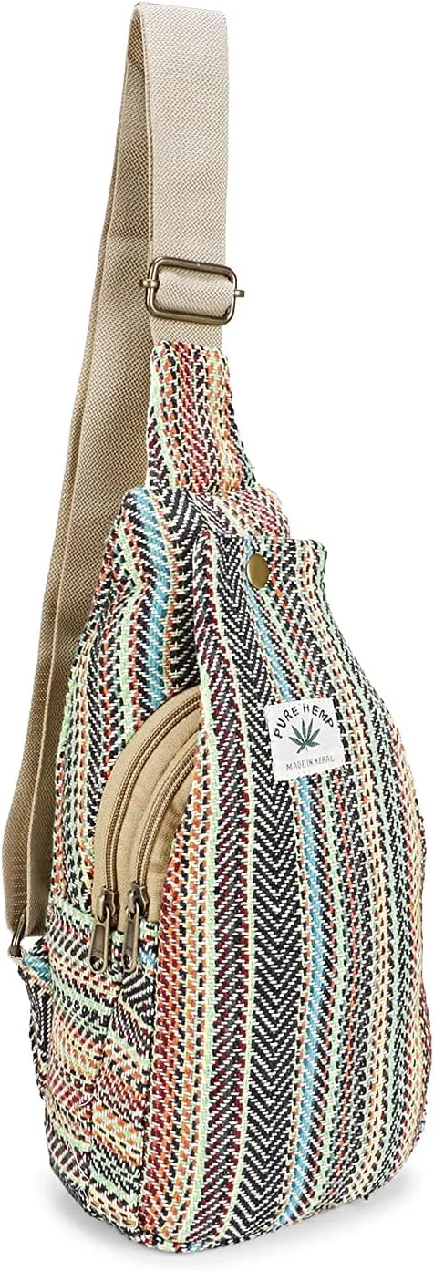 Hemp Sling Backpack- Hemp Cross body Bag- Hemp Shoulder Backpack Adjustable Strap for Men & Women
