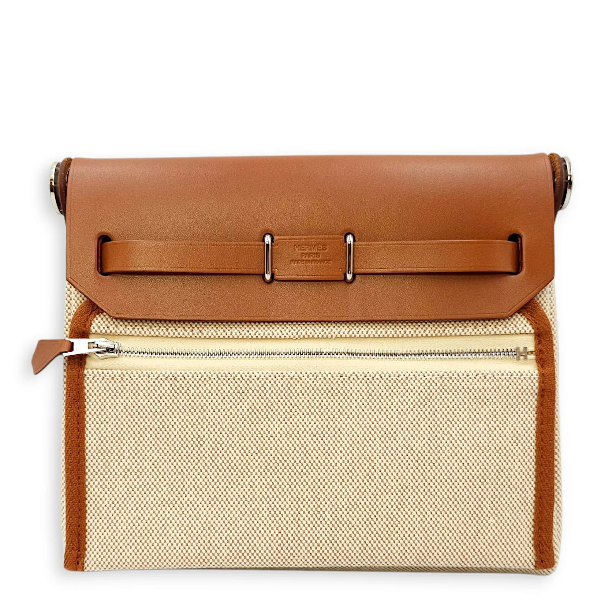 Herbag 20 Ecru-Beige/Fauve in Vache Hunter/Toile, Palladium hardware
