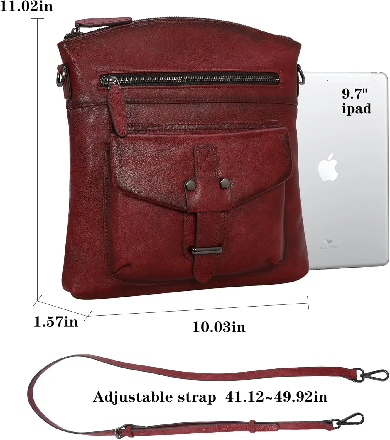HESHE Leather Crossbody Bags for Women Satchel Purses Shoulder Purses and Handbags Cross Body Bag with Multi Pockets