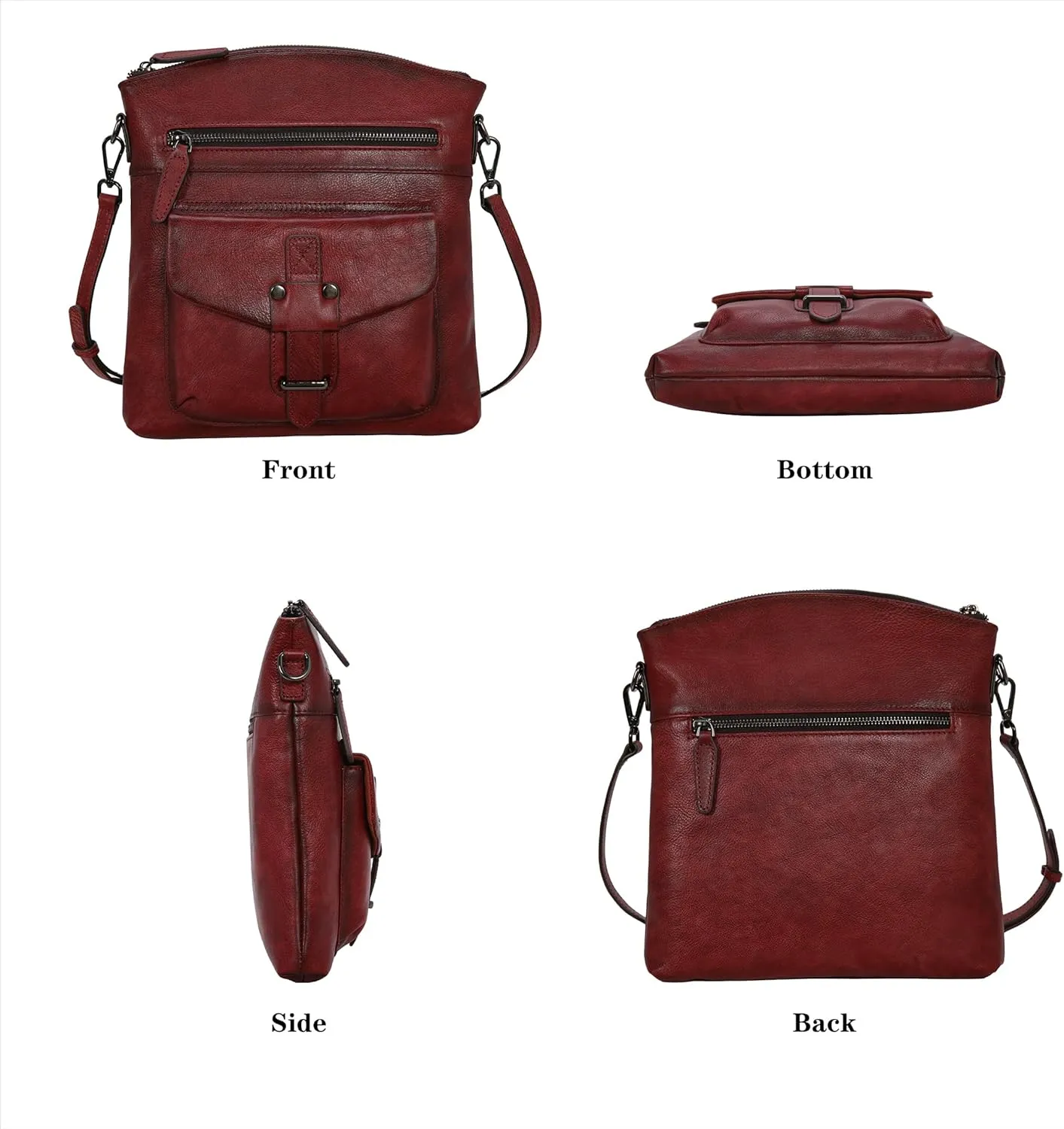 HESHE Leather Crossbody Bags for Women Satchel Purses Shoulder Purses and Handbags Cross Body Bag with Multi Pockets