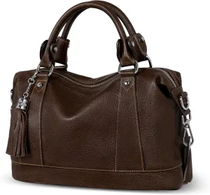 HESHE Womens Genuine Leather Handbags Purse Crossbody Satchel Tote Bags Ladies Real Leather Bags