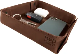 Hide & Drink, Leather Catchall Change Keys Coins Jewels Box Tray Big Storage, Handmade Includes 101 Year Warranty :: Swayze Suede