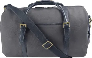 HIDESIGN Charles Leather & Canvas Cabin Sized Bag/Weekend Travel Luggage/Duffel Bag for Men & Women - Size (L x W x H - 19.5 x 9.5 x 11.5 inches), Charcoal