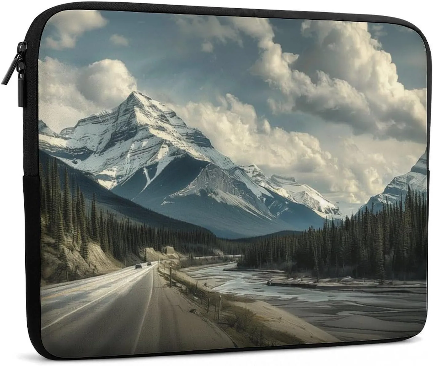 Highway Mountains Forest Laptop Sleeve 13/15 Inch Durable Briefcase Cover Shockproof Protective Case Handbags Portable Laptop Bag