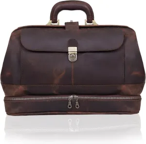 HLC Vintage Leather Briefcase Doctor Bag - Real Leather Briefcase - Style Handbag - Italian Handmade Medical Bag