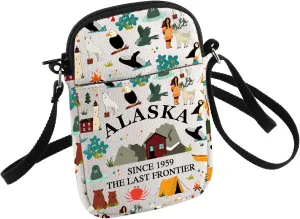 HOLLP Alaska State Crossbody Bag Alaska Souvenir Gift Alaska Last Frontier Travel Small Sling Bag Alaska Lover Gift