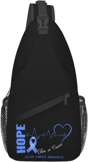Hope For A Cure Colon Cancer Awareness Crossbody Bags For Women Men Chest Backpack Gym Shoulder Bag Travel Outdoor Sports Casual Crossbody Bags