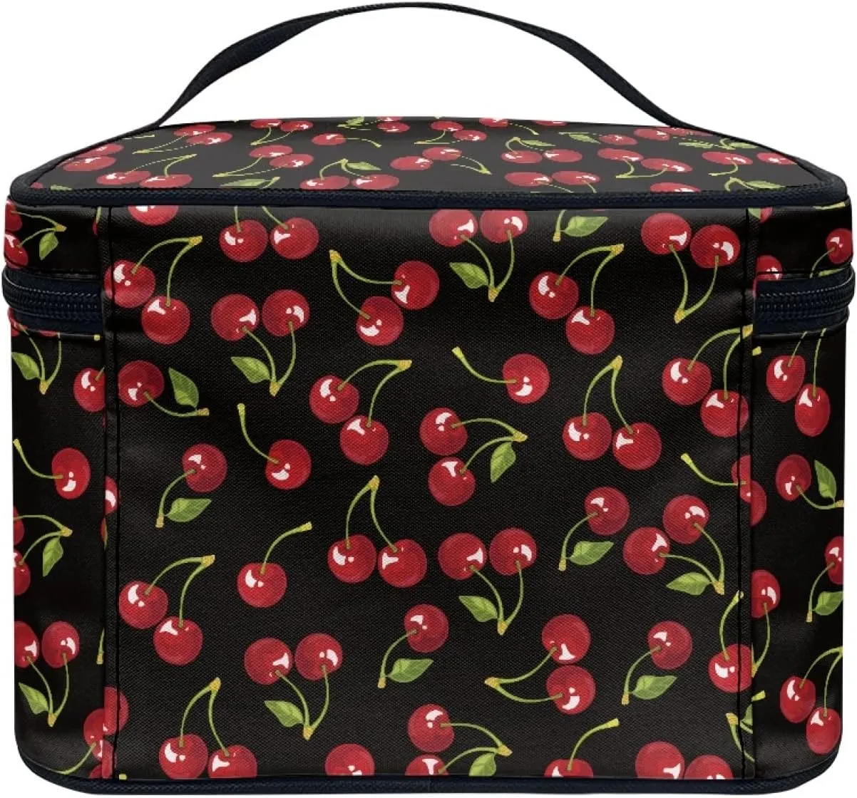 Horeset Cherry Print Novelty Makeup Bag Cosmetic Pouch Travel Portable Makeup Handbag Purse Toiletry Bag for Women Ladies