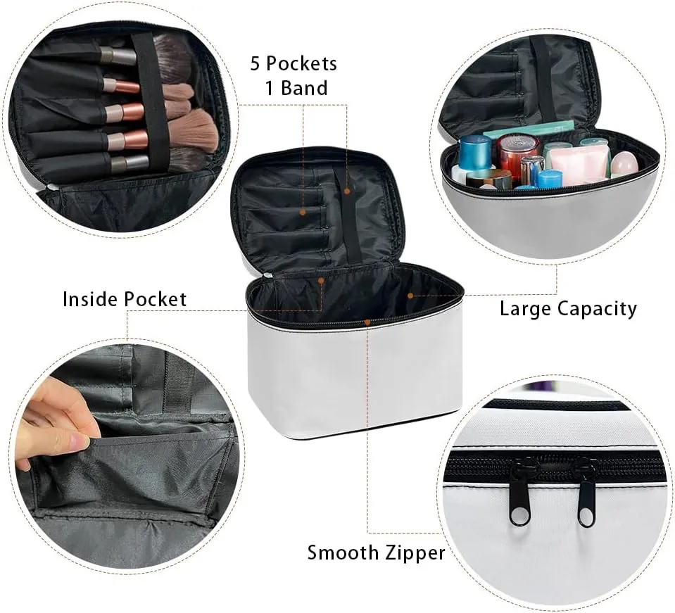 Horeset Cherry Print Novelty Makeup Bag Cosmetic Pouch Travel Portable Makeup Handbag Purse Toiletry Bag for Women Ladies
