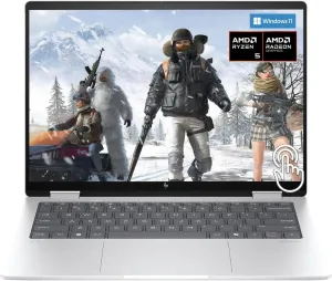 HP Envy x360 2-in-1 14 inch WUXGA IPS Touchscreen Laptop AMD Ryzen 5 8640HS processor 6-core Backlit KB AMD Radeon Fast Charge Win11 | Glacier Silver (16GB RAM | 512GB SSD)