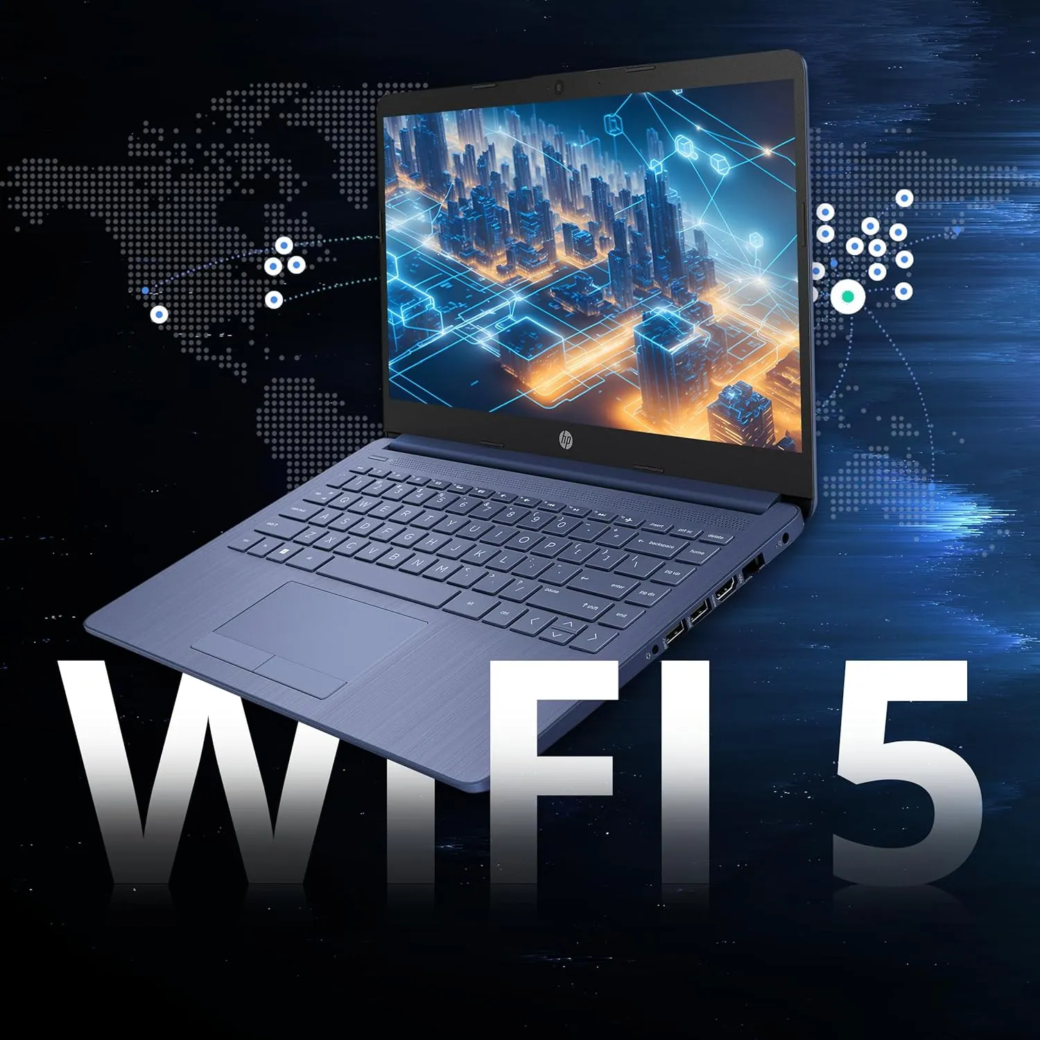 HP Flagship 14" HD Laptop with 1 Year Office 365 | 16GB RAM | 1.22TB Storage(64GB EMMC & 160GB Docking Station Set & 1TB Cloud Storage) | Intel 4-Core Processor | Webcam | Win 11s | Blue