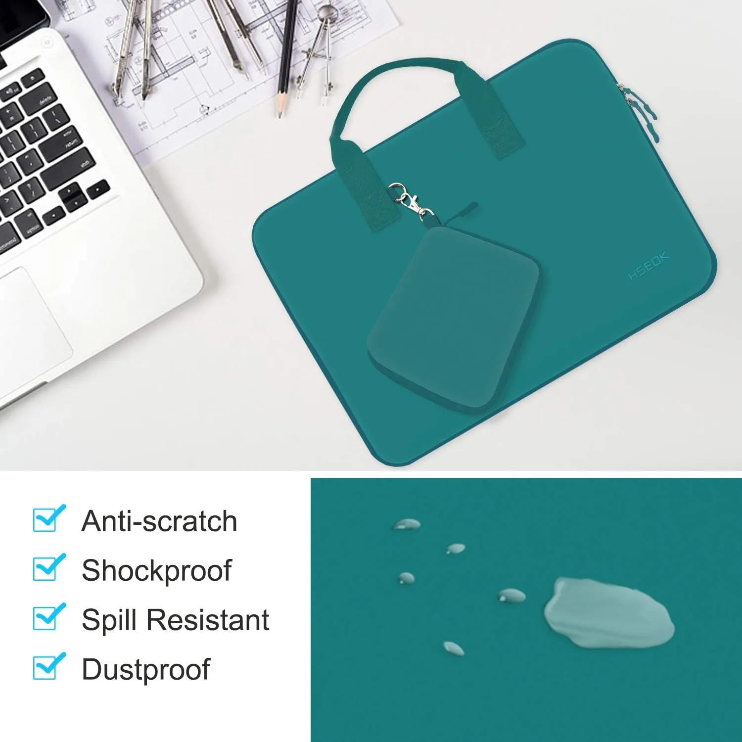 Hseok Laptop Sleeve 13.3-14 inch Case with Small Pouch, Neoprene Computer Bag Compatible with MacBook Pro 14" M4/M3/M2/M1 2025-2021, Mac Air/Pro 13.3" and Most 13-14 inch Notebooks,D02E01