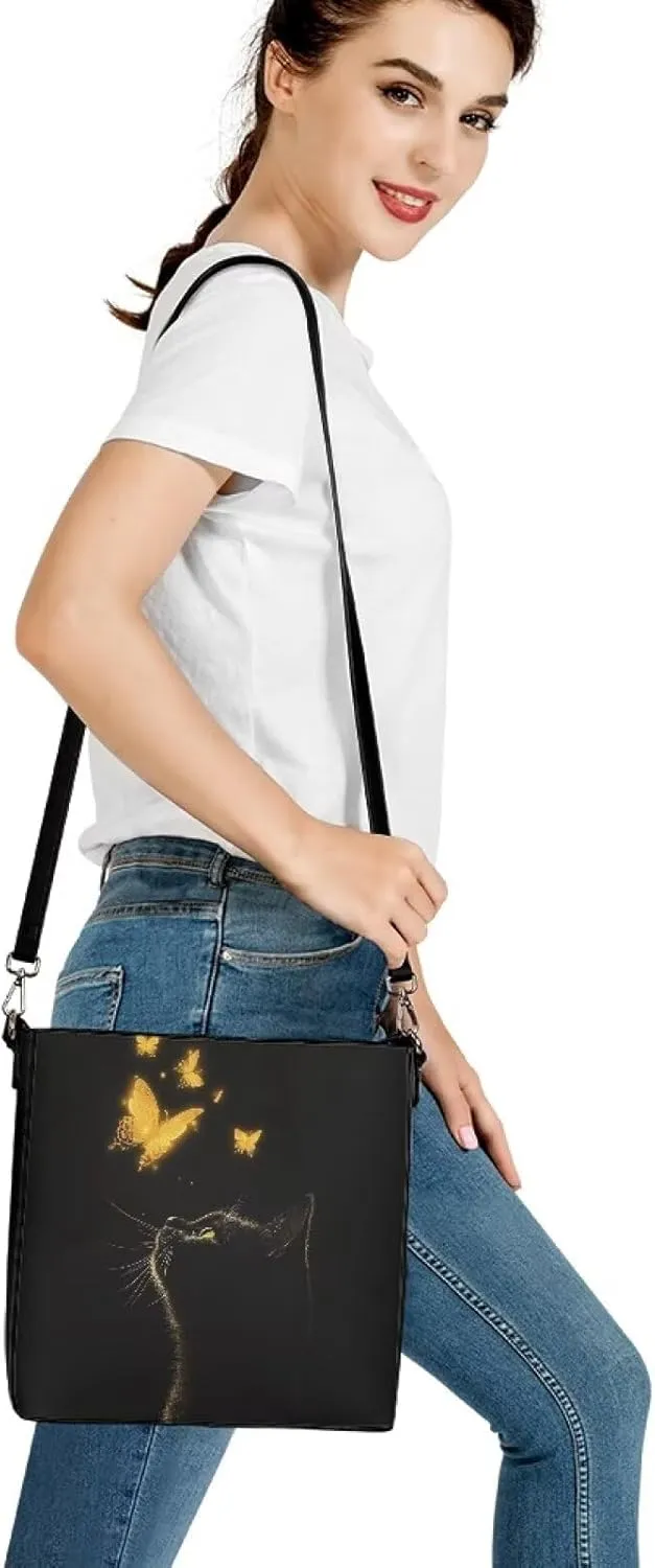 HUGS IDEA Boho Bags for Women Leather Handbag Shoulder Bucket Crossbody Purse