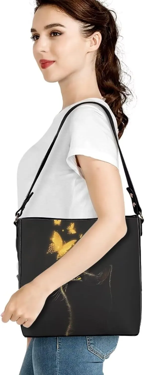 HUGS IDEA Boho Bags for Women Leather Handbag Shoulder Bucket Crossbody Purse