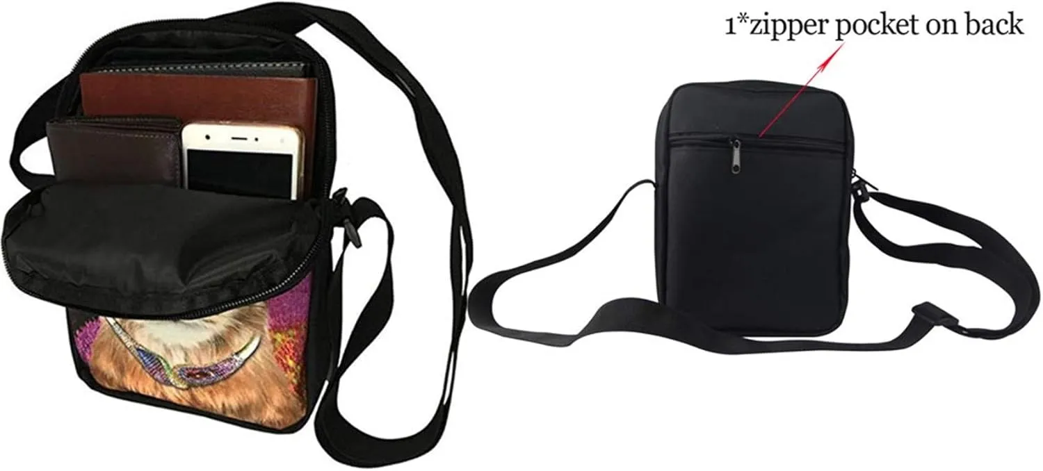 HUGS IDEA Butterfly Pug Dog Messenger Crossbody Shoulder Bag for Women Girls - Mini Cell Phone Purse Pouch Wallet Side Bag Satchel