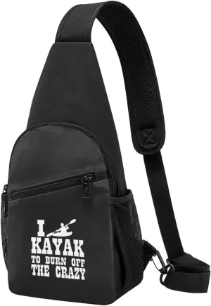 I Kayak To Burn Off The Crazy Unisex Chest Bag Lightweight Crossbody Shoulder Bag Travel Pocket Black