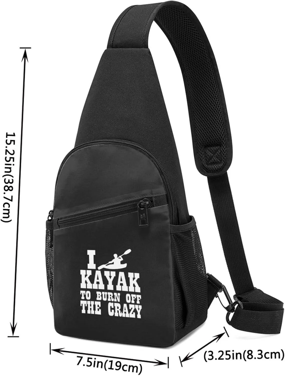 I Kayak To Burn Off The Crazy Unisex Chest Bag Lightweight Crossbody Shoulder Bag Travel Pocket Black