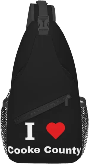 I Love Cooke County Crossbody Bags For Women Men Chest Backpack Gym Shoulder Bag Travel Outdoor Sports Casual Crossbody Bags