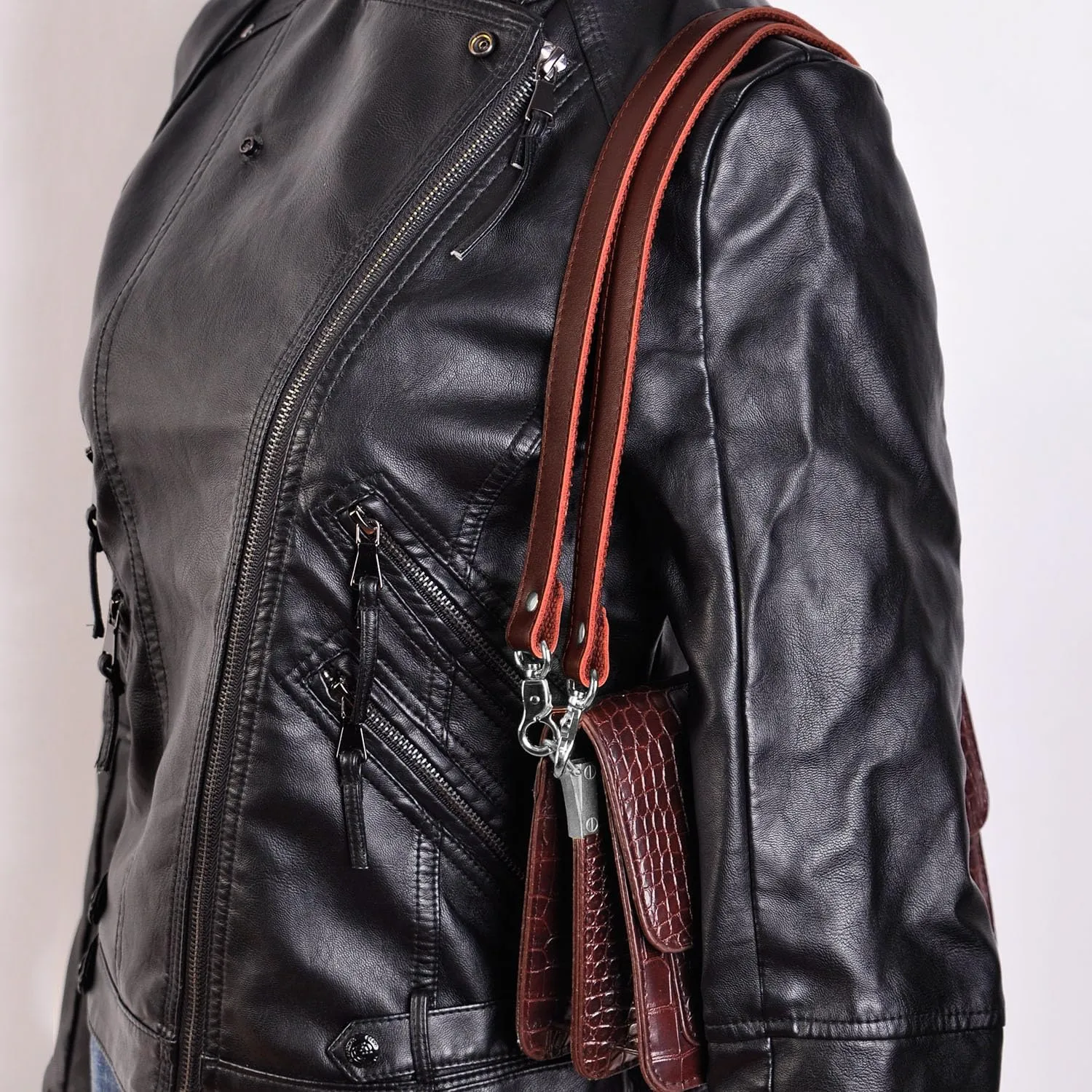 IBWel 2pcs 38 Inch Black Leather Replacement Handles Purses Straps Handbags Shoulder Bag Strap with Antique Bronze/Gold/Sliver/Gun Tone Hardware Swivel Lobster Buckles