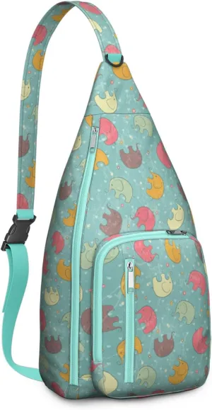 Indian Elephant Crossbody Bag Daypack for Women Men Lightweight Waterproof Sling Bag Backpack Hiking Cycling