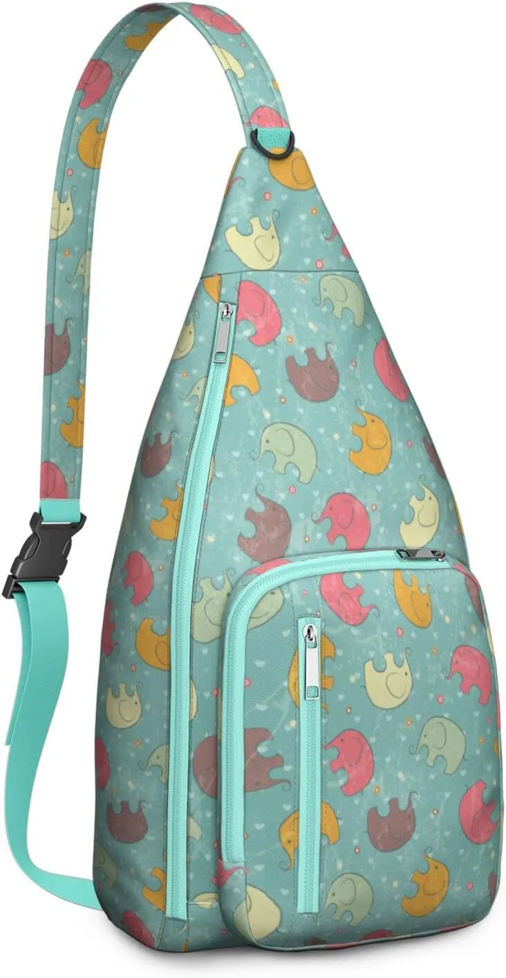 Indian Elephant Crossbody Bag Daypack for Women Men Lightweight Waterproof Sling Bag Backpack Hiking Cycling