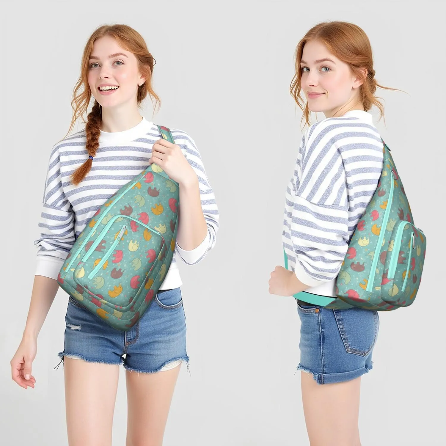 Indian Elephant Crossbody Bag Daypack for Women Men Lightweight Waterproof Sling Bag Backpack Hiking Cycling