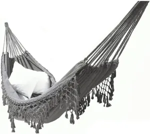 Ins Tassel Hammock Double Canvas Photography Swing Homestay Outdoor Indoor (Color : Gray)