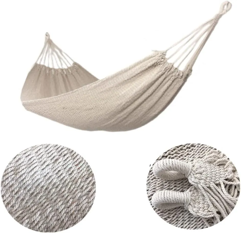 Ins Tassel Hammock Double Canvas Photography Swing Homestay Outdoor Indoor (Color : White)