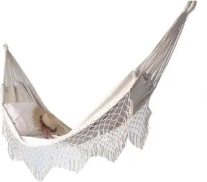 Ins Tassel Hammock Double Canvas Photography Swing Homestay Outdoor Indoor (Color : White)