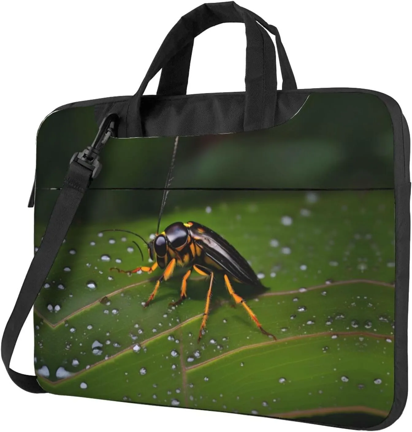 Insects on leaves pattern Ultra-thin portable shoulder laptop bag Stylish and Protective Shockproof soft lining