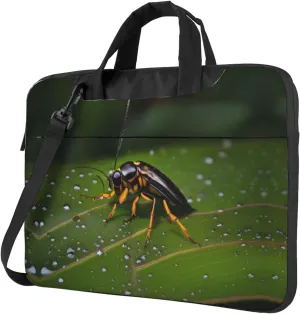 Insects on leaves pattern Ultra-thin portable shoulder laptop bag Stylish and Protective Shockproof soft lining